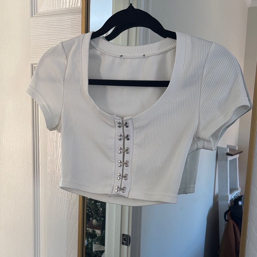 White Ribbed Crop Top